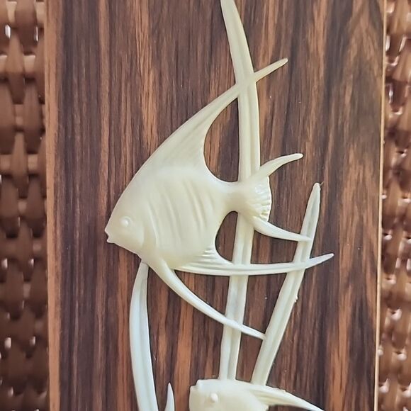 Vintage Trio Of Celluloid & Wood Panel Wall Art - Picture 4 of 9